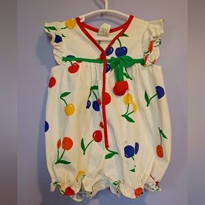 Vintage 90s Y2K Baby Girl Cherries Romper 6-9 Months